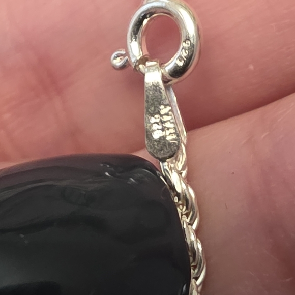 Blue And Clear Stone Drop Necklace On 24 Inch 925 Italy Chain - Picture 14 of 16